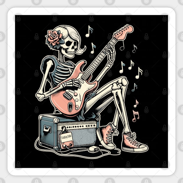 rock and roll skeleton girl Magnet by chems eddine